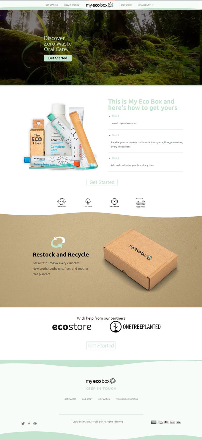 MYECOBOX Website Design Screenshot