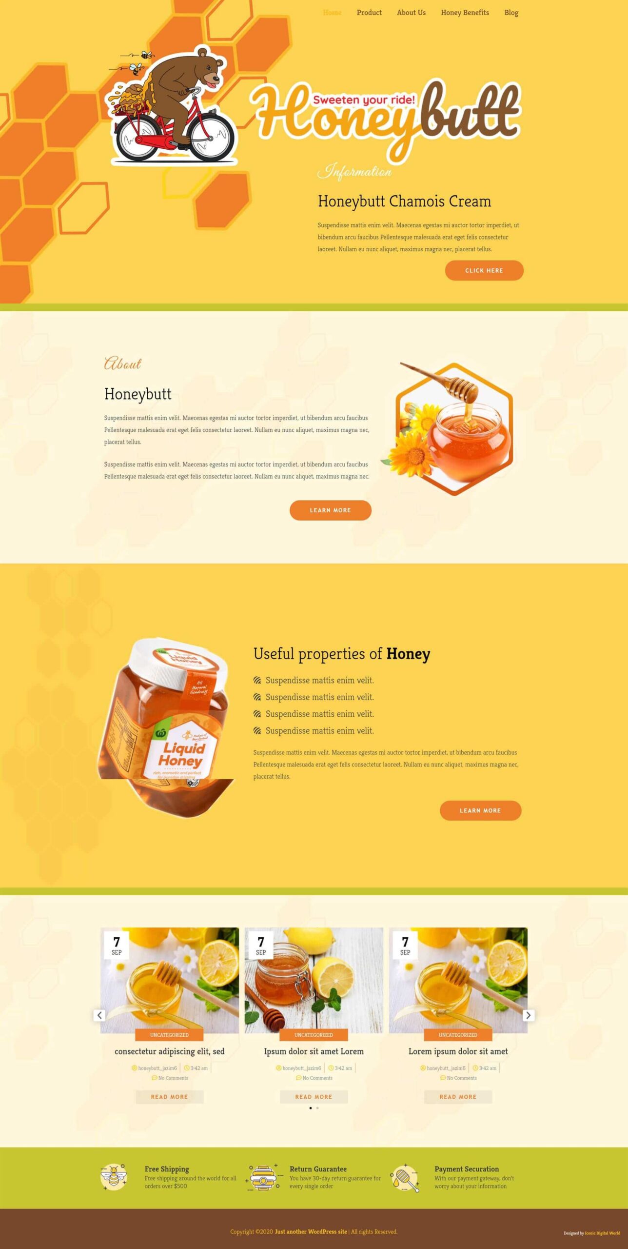 Honeybutt Website Design Homepage Screenshot