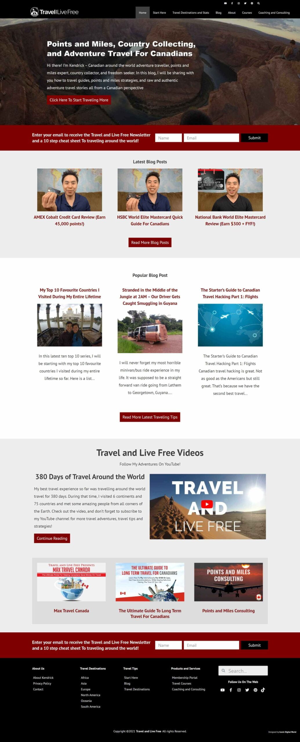 Travel and Live Free Website Redesign