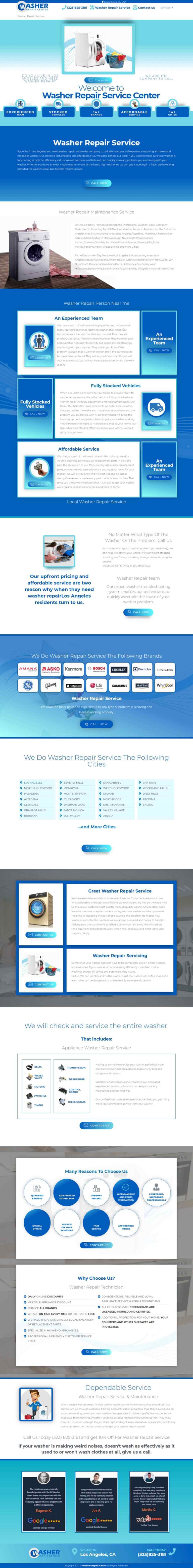 Washer Repair Center Website Design