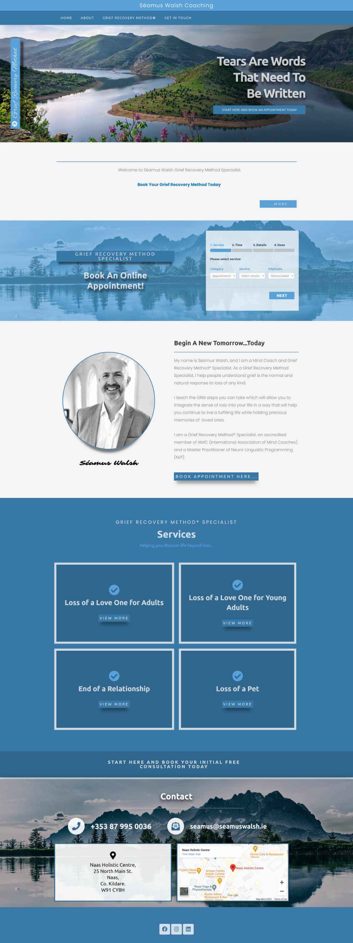 Seamuswalsh Coaching Website Design - Home