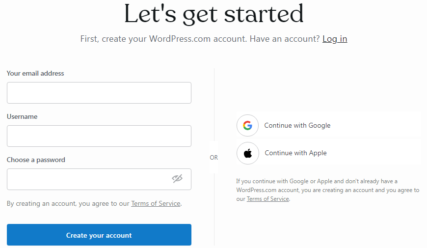 Can You Build A Website With WordPress Without Hosting? 3 WordPress Sign up form