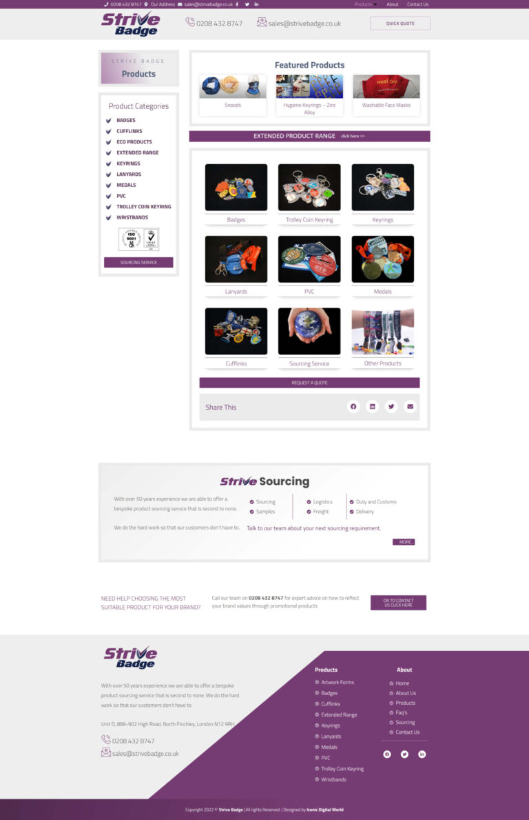 Homepage Strivebadge website design 2