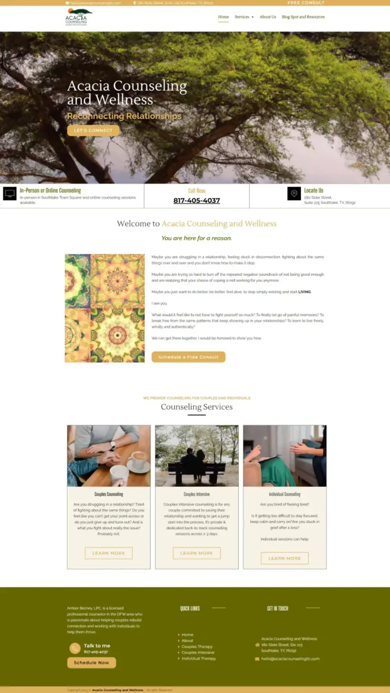 Acacia Counseling and Wellness Homepage