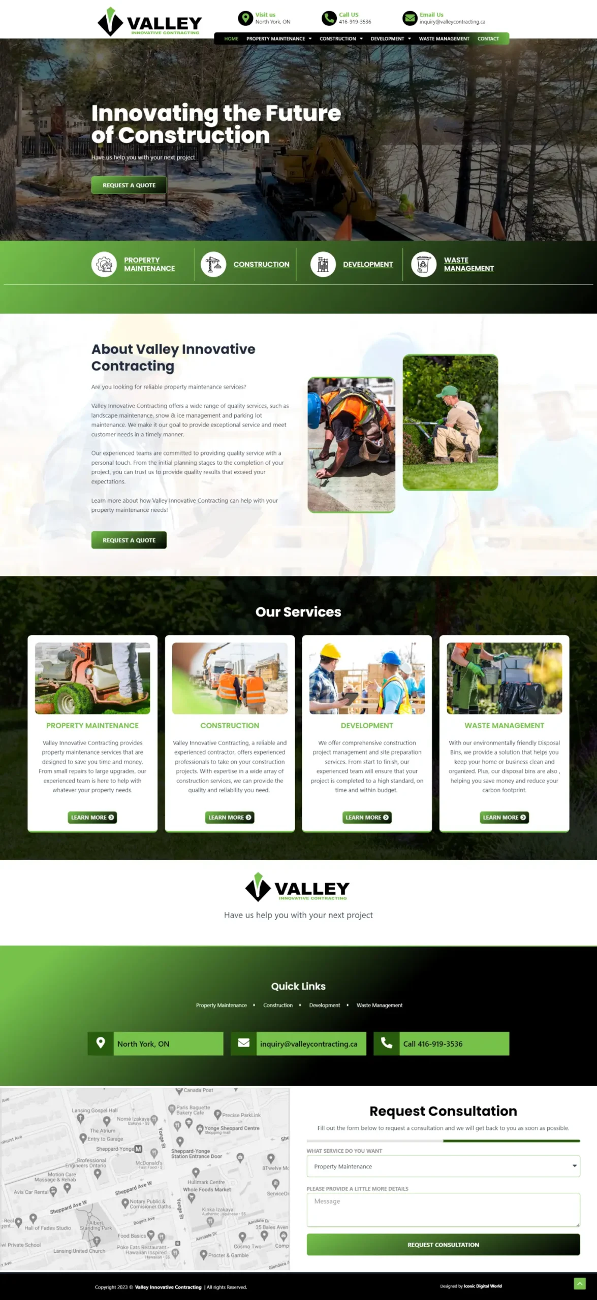 Valley Contracting Website Redesign Homepage