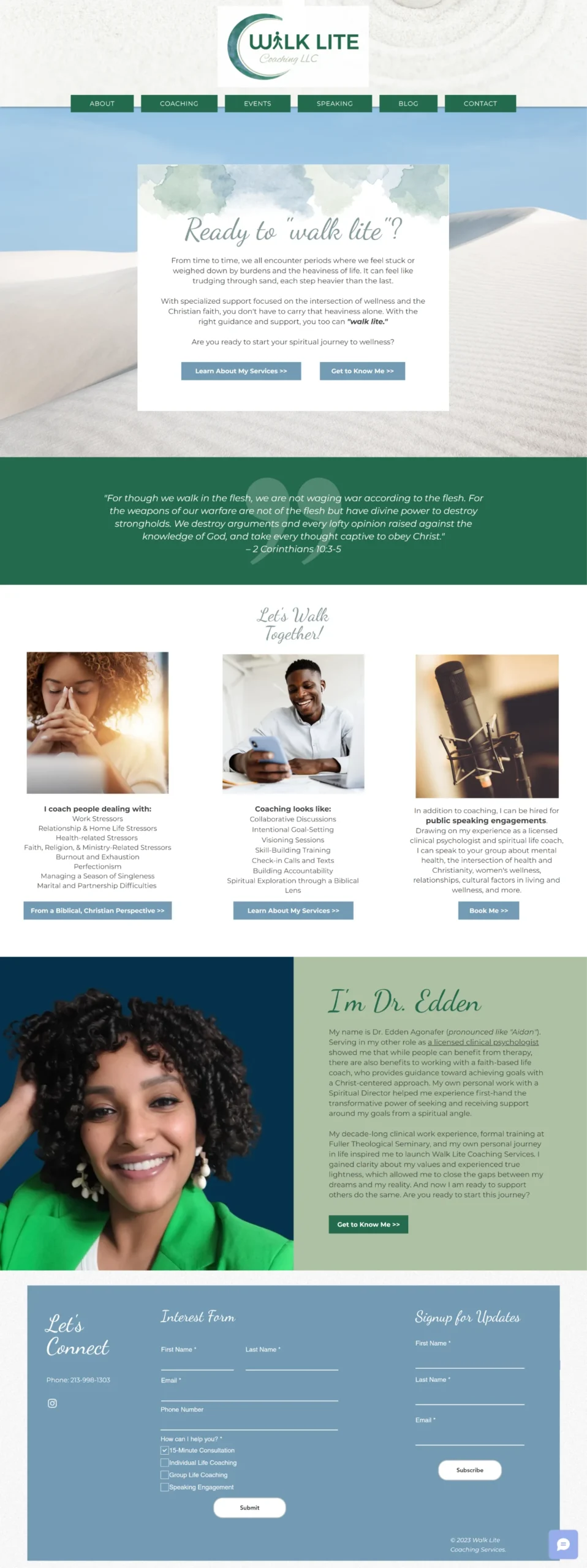 Walklite Coaching LLC Website - Old