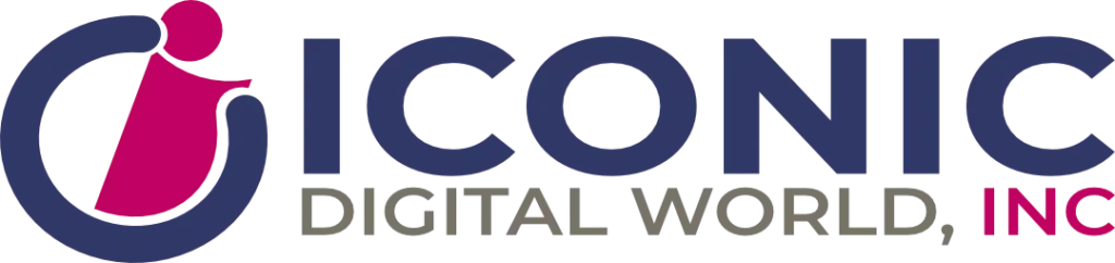Website Design Services 33 Iconic Digital World logo pink blue